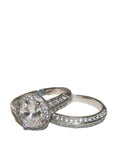 His Hers Halo Cz Matching Wedding Ring Set Stainless Steel