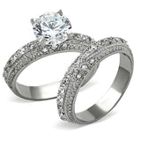 His Hers 3.20 Ct Cz Wedding Ring Set Stainless Steel & Black Plated Titanium