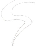 Edwin Earls Women's Sterling Silver Minimalist Necklace CZ Cross Necklace 18 inches