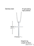 White Gold Plated Titanium Cross Necklace 18 inches.