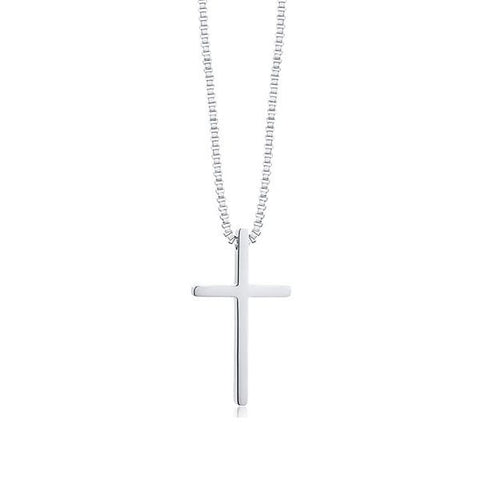 White Gold Plated Titanium Cross Necklace 18 inches.