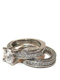His & Hers Cz Wedding Ring Set Stainless Steel & Titanium Wedding Ring Set