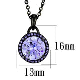 Women's 3.8ct Light Amethyst Cubic Zirconia Halo Style Black Plated Stainless Steel Chain Pendant
