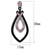 Women's Pink Crystal Studded Black Plated Stainless Steel Dangle Earrings