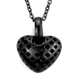 Orange Pave Crystal Heart Pendant Necklace Black Plated Stainless Steel Necklace