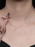 Edwin Earls Women's Sterling Silver Minimalist Necklace CZ Cross Necklace 18 inches