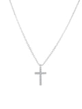 Edwin Earls Women's Sterling Silver Minimalist Necklace CZ Cross Necklace 18 inches