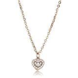 Women's Rose Gold Plated Stainless Steel CZ Heart Necklace