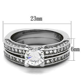 His & Hers CZ Wedding Ring Set Stainless Steel & Titanium Wedding Ring Set