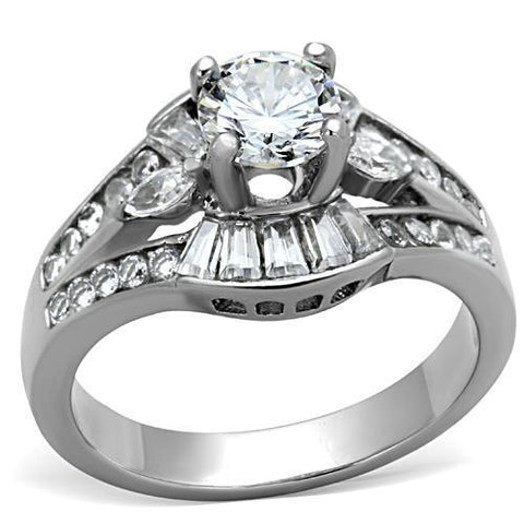 2 Ct Round Cut CZ Solitaire Engagement Wedding Ring in Stainless Steel