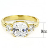 3.65ct Royal Engagement Ring Three Stone 14kt Yellow Gold Plated Stainless Steel Ring - Perfect for Your Happily Ever After