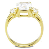 3.65ct Royal Engagement Ring Three Stone 14kt Yellow Gold Plated Stainless Steel Ring