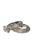 His Hers 3.20 Ct Cz Wedding Ring Set Stainless Steel & Black Plated Titanium - EdwinEarls.com