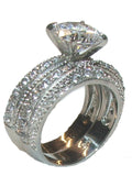 His Hers 3.20 Ct Cz Wedding Ring Set Stainless Steel & Black Plated Titanium - EdwinEarls.com