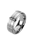 His Hers 3 Piece Stainless Steel & Titanium Matching Wedding Band Ring Set - Edwin Earls Jewelry