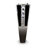 Men's Blue Agate Masonic Lodge FreeMason Ring in Black Stainless Steel