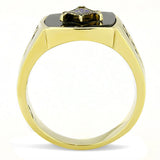 Men's Black Masonic Lodge FreeMason Ring in Yellow Gold Plated Stainless Steel