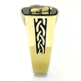 Men's Black Masonic Lodge FreeMason Ring in Yellow Gold Plated Stainless Steel