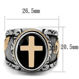Edwin Earls Men's Black & Rose Gold Stainless Steel Christian Cross Faith Ring