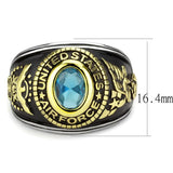Women's United States Air Force Ring Military Rings Light Blue Stone Stainless Steel SZ 5-13