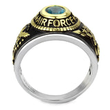 Women's United States Air Force Ring Military Rings Light Blue Stone Stainless Steel SZ 5-13