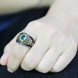 Women's United States Air Force Ring Military Rings Light Blue Stone Stainless Steel SZ 5-13