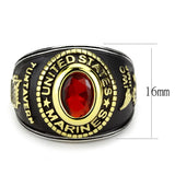 United States US Marines Ring Military Rings Red Synthetic Stone Black Stainless Steel