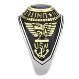 Men's Women's United States US Navy Ring Military Ring Blue Stone Stainless Steel