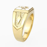 Men's Mason Masonic Lodge Ring in Stainless Steel 14kt Yellow Gold Plating