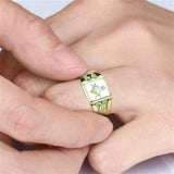 Men's Mason Masonic Lodge Ring in Stainless Steel 14kt Yellow Gold Plating