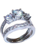 Women's Sterling Silver Cz Cubic Zirconia Wedding Ring Set - Edwin Earls Jewelry