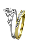 Edwin Earls His Hers 3 Piece Yellow Gold IP Crown Stainless Steel Wedding Ring Set - Edwin Earls Jewelry