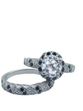His Hers Cz Wedding Ring Set Sterling Silver & Titanium Wedding Rings - Edwin Earls Jewelry