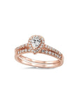 His her Wedding Ring Set 3 Piece Rose Gold Halo Diamond Cz Wedding Ring Set - Edwin Earls Jewelry