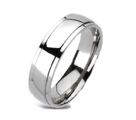 Men's Titanium High Polish Silver Wedding Band - Edwin Earls Jewelry