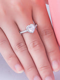 Women's Halo Heart Shaped CZ Wedding Ring Set Sterling Silver