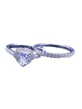 Women's Halo Heart Shaped CZ Wedding Ring Set Sterling Silver