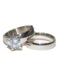 Women's 2 Piece Traditional Style Solitaire Wedding Ring Set Stainless Steel - Edwin Earls Jewelry