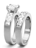 His Hers Wedding Rings AAA Quality Cz Ring Set Stainless Steel - Edwin Earls Jewelry