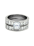 His Hers Wedding Rings AAA Quality Cz Ring Set Stainless Steel - Edwin Earls Jewelry