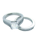 His and Hers Wedding Rings Princess Cut Cz Set Stainless Steel Eternity Band - Edwin Earls Jewelry