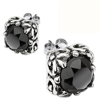 Men's Women's Black Stainless Steel 8 mm Round Cut Black Cz Stud Earrings - Edwin Earls Jewelry