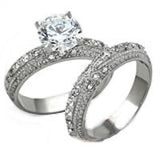 His & Hers Cz Wedding Ring Set Stainless Steel & Titanium Wedding Ring Set