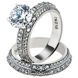 His & Hers Cz Wedding Ring Set Stainless Steel & Titanium Wedding Ring Set