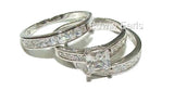 His and Hers Wedding Rings 4 Piece Cz Ring Set 925 Sterling Silver & Titanium