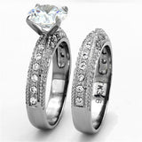 His Hers 3.20 Ct Cz Wedding Ring Set Stainless Steel & Black Plated Titanium