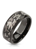 His Hers Women and Men 4 Piece Black Stainless Steel Wedding Ring Set Men's Camouflage Band