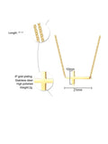 14k Women's Yellow Gold Plated Stainless Steel Cross Necklace 16' + 2" extension