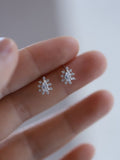 Dainty 14kt White Gold Plated 1ct CZ Pear Shaped Halo Stud Earrings Sterling Silver