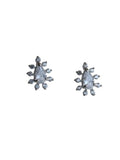 Dainty 14kt White Gold Plated 1ct CZ Pear Shaped Halo Stud Earrings Sterling Silver